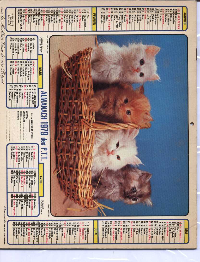 CALENDRIER PTT 1979 LAVIGNE - Big : 1981-90