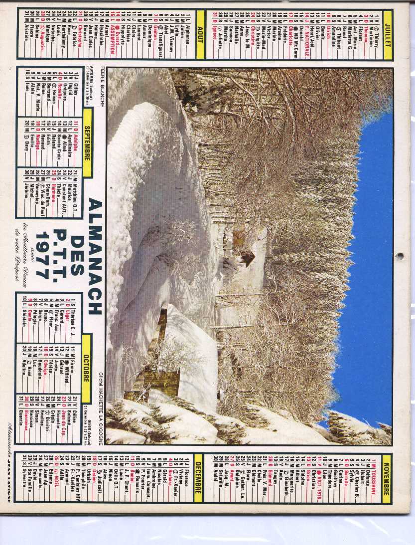 CALENDRIER PTT 1977 LAVIGNE - Grossformat : 1971-80