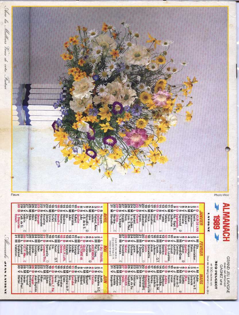 CALENDRIER PTT 1989 LAVIGNE - Groot Formaat: 1981-90