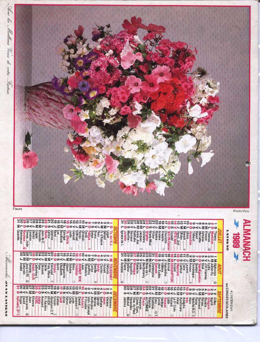 CALENDRIER PTT 1989 LAVIGNE - Groot Formaat: 1981-90