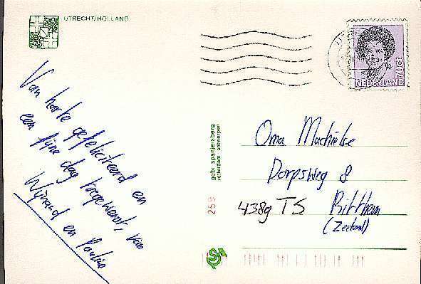 CP (Postkarte) UTRECHT - 17-02-1986 - MIT Briefmarke, Ca. 15 Cm X 10 Cm, Siehe Foto, Gebraucht. - Utrecht