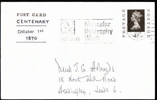 U.K. 1970 FDC: Post Card - Unclassified