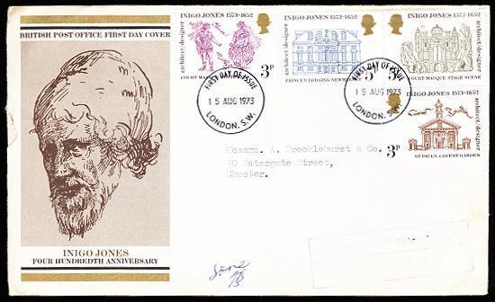 U.K. 1973 FDC: Inigo Jones - Zonder Classificatie