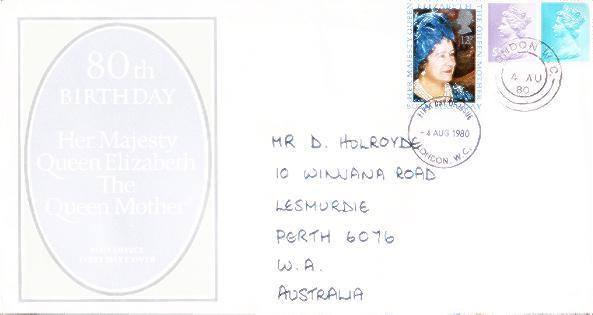 U.K. 1980 FDC: 80th Birthday Queen Mother - Unclassified