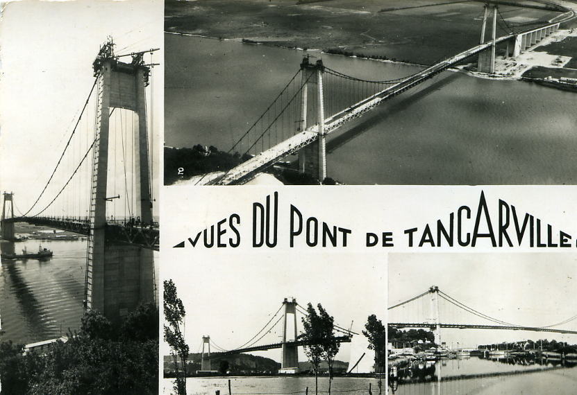 LE PONT De TANCARVILLE   -   Seine-Maritime)   76.684.17     (Carte Noir Et Blanc Ayant Voyagé En 1959) - Tancarville