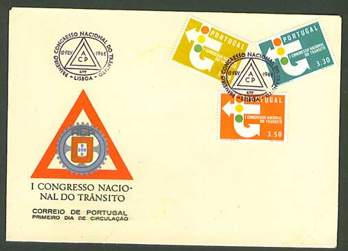 Portugal FDC 1965 Congrès Circulation Routière Yvert  955-7 Road Transit Congress 1965 FDC - Unfälle Und Verkehrssicherheit