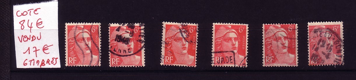 MARIANNE DE GANDON  VARIETE CATALOGUEE  N° 721a YVERT /TELLIER COTE 14 € L'UN (.) MECHES RELIEES  LOT 3 COTE TOTAL 84€ - Used Stamps
