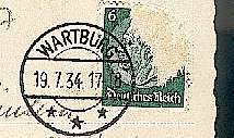 CP (Postkarte) WARTBURG/EISENACH -19-07-1934 -(schwarz/weiß); MIT Briefmarke, Ca. 14 Cm X 9 Cm, Siehe Foto, Gebraucht - Eisenach