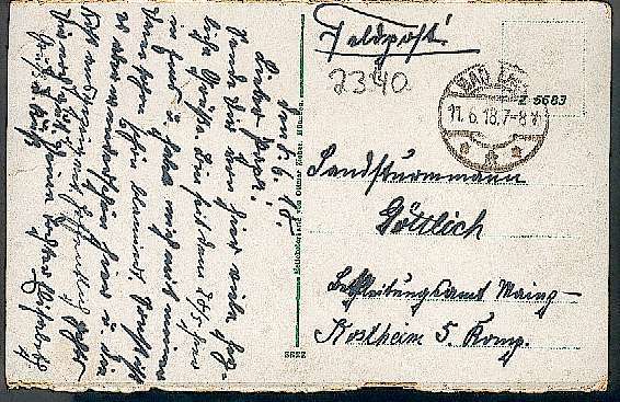 CP (Postkarte) BAD EMS -FELDPOST -1918- (FARBIG/COLOR); OHNE Briefmarke, Ca. 14 Cm X 9 Cm, Siehe Foto, Gebraucht - Nassau