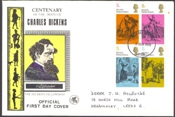 U.K. 1970 FDC - Charles Dickens Block Of 4 - Non Classés