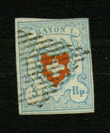 SUISSE Nº 20 Obl. Grandes Traces D´encadrement Signe R.Calves Comme TTB - 1843-1852 Timbres Cantonaux Et  Fédéraux