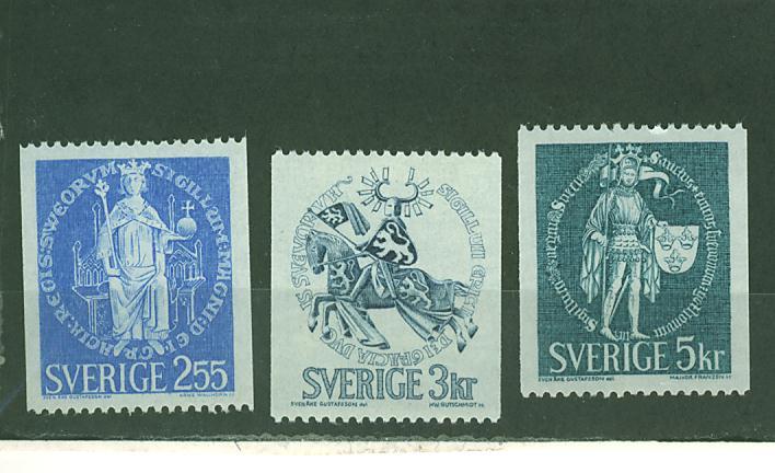 4S0089 Grands Sceaux Du Royaume Cavalier 652 à 654 Suede 1970 Neuf ** - Unused Stamps