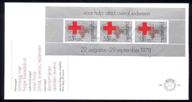 NEDERLAND 1978 FDC E167a Red Cross Block F1964 - FDC