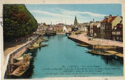 AMIENS.Vue Sur La Somme , à Droite La Rue Belu , à Gauche Le Marché Sur L'eau - Amiens