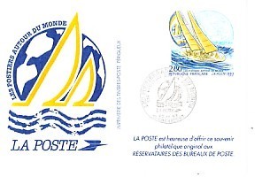 FRANCE 1993  Yachting  Post Card + Special Cachet - Zeilen