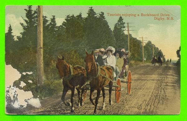 DIGBY,N.S. -TOURISTS ENJOYING A BUCKBOARD DRIVE - ANIMATED - TRAVEL IN 1911 - - Otros & Sin Clasificación