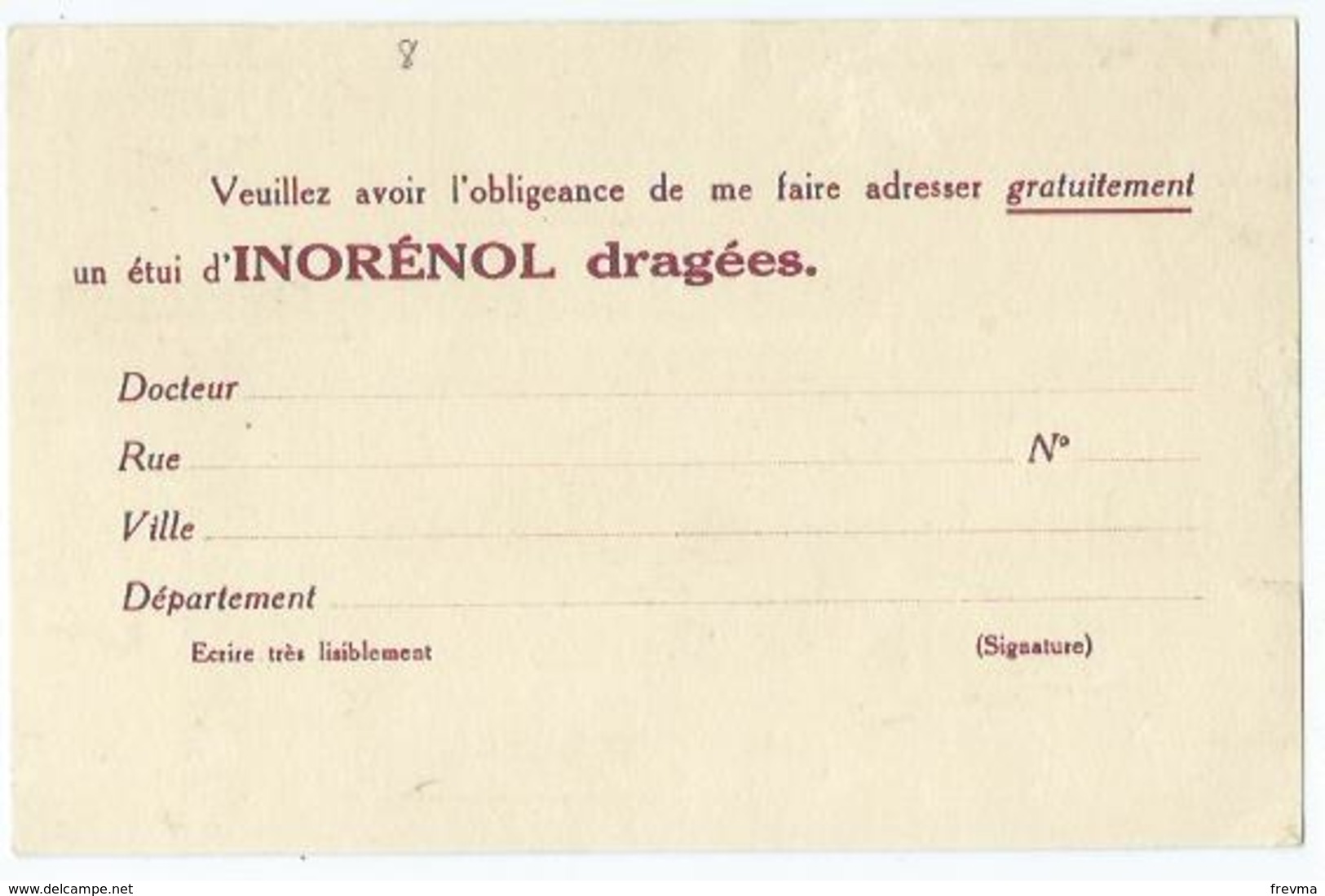 Laboratoire Du Dr Debat Dragées Inorenol - Werbepostkarten