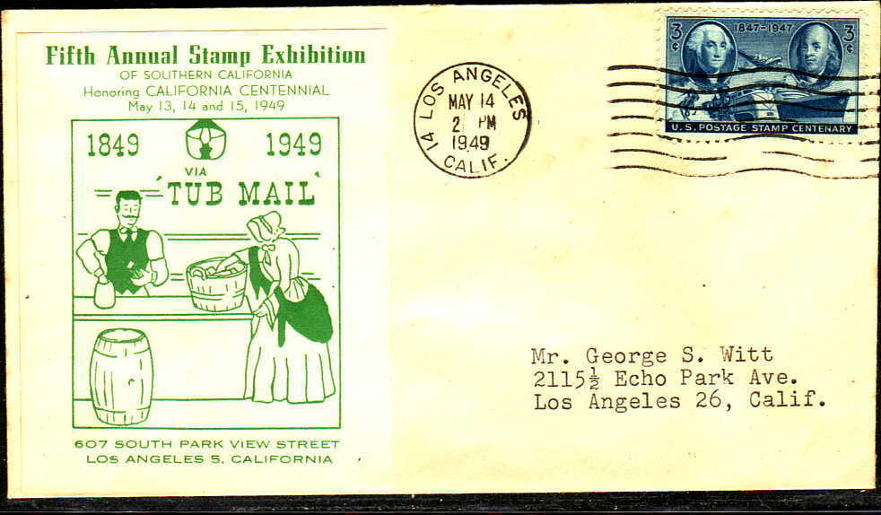 U.S. Cover TUB MAIL LOS ANGELES, CALIF. 1949 - Covers & Documents