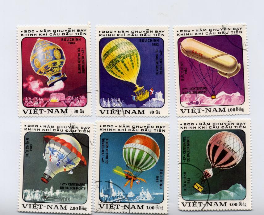 Vietnam N°394 à 399 Oblitéré Mongolfières - Andere (Lucht)