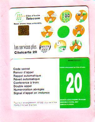 COTE IVOIRE LES SERVICES PLUS CITELCARTE 20U UT - Costa D'Avorio