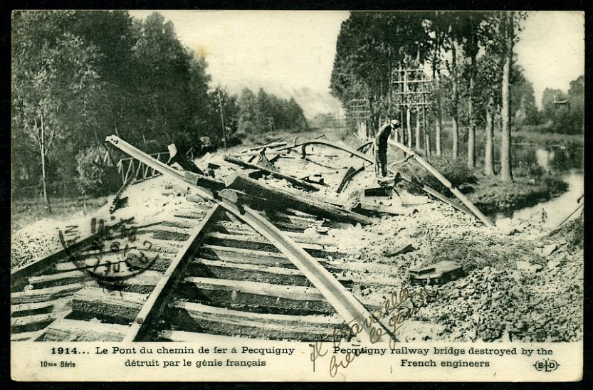 80 - PICQUIGNY - 1914... Le Pont Du Chemin De Fer à Picquigny Détruit Par Le Génie Français - Picquigny