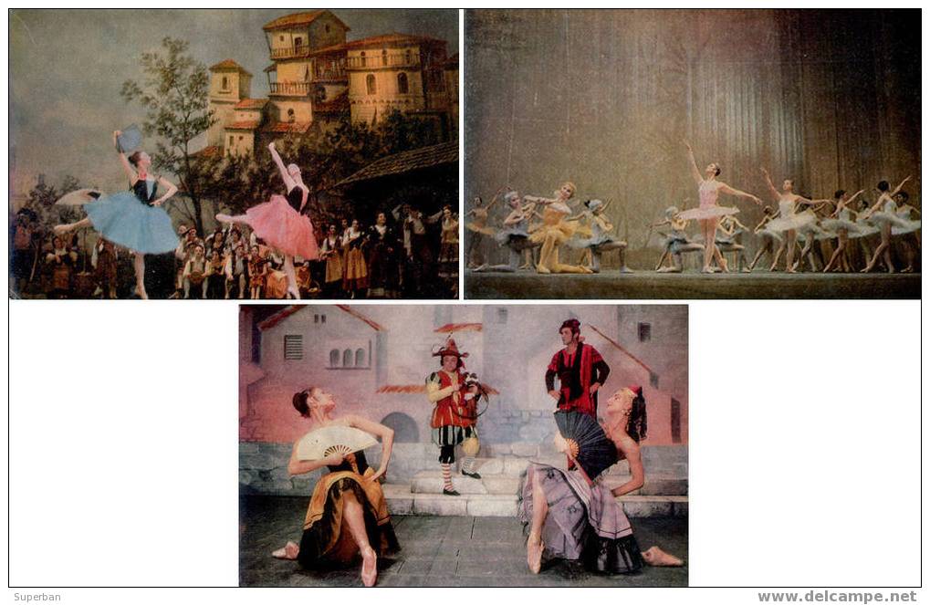 DANSE CLASSIQUE - BALLET RUSSE ´DON QUICHOTTE´ - LOT: 3 CARTES - ANNÉE: 1969 (x-052) - Danse