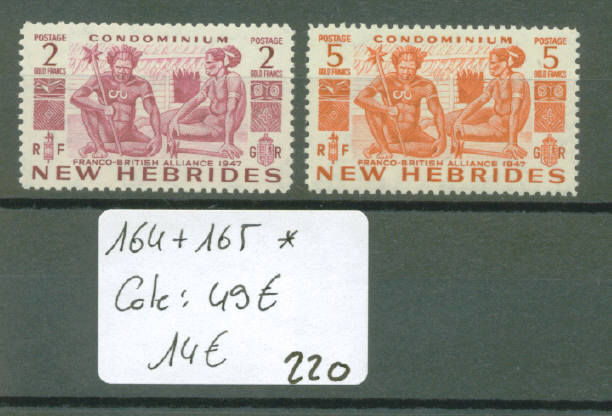 NVLLES HEBRIDES  No Yvert 164+165 * ( Avec Charnière )   Cote : 49 € - Other & Unclassified