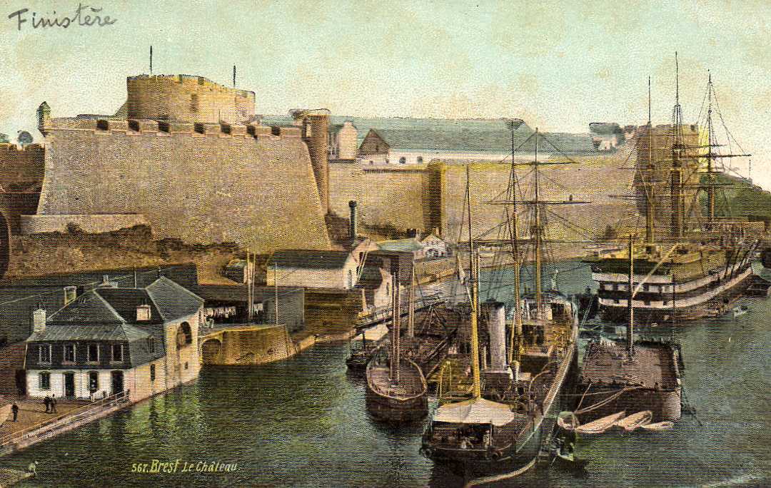 29 BREST Chateau, Port, Voiliers 3 Mats, Colorisée, Ed LV 567, 190? - Brest