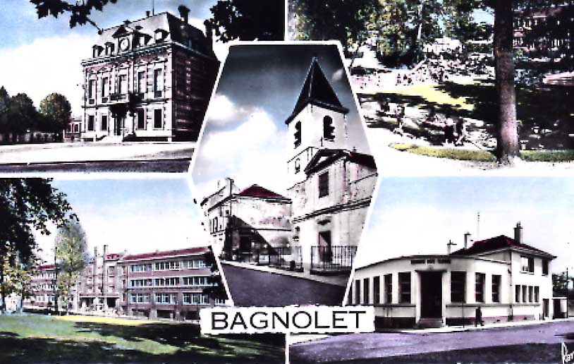 Cpsm Bagnolet (93, Seine Saint Denis) Multivues : Mairie, Jardin D´enfants Animé, Eglise, Ecoles, Poste - Bagnolet