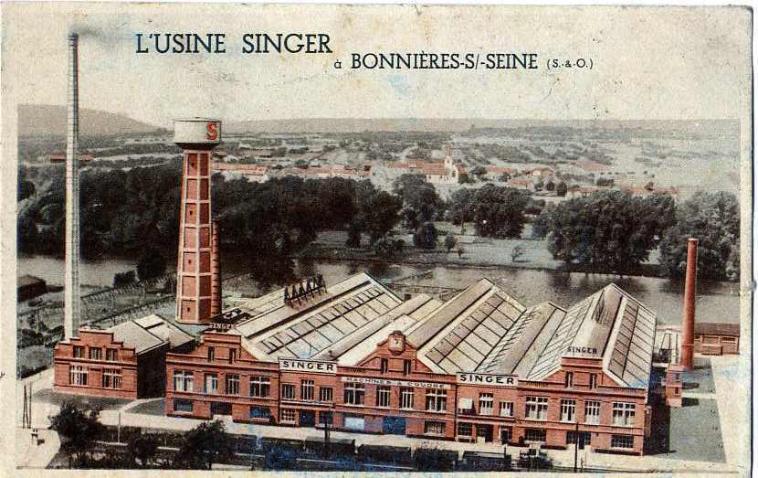 BONNIERES Sur Seine-L´usine Singer--carte Postale De La Cie--représentant J.Grandon à Poitiers - Bonnieres Sur Seine