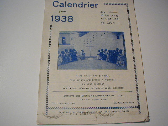 Calendrier Pour 1938 Des Missions Africaines De LYON - Klein Formaat: 1921-40