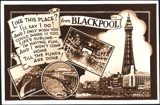 Views Of Blackpool, U.K. With Verse - Real Photo - Blackpool