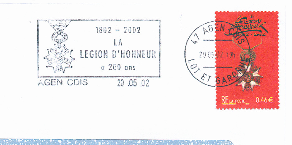 Flamme Agen (Lot Et Garonne) La Légion D´Honneur A 200 Ans - Napoleon