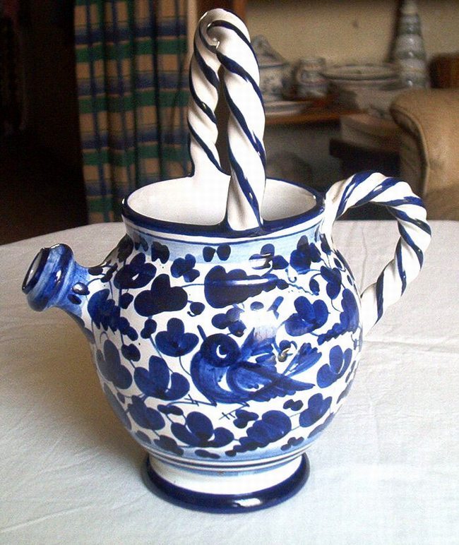 DERUTA Arabesco Uccello Blu  -  Chevrette  - Kruik - Pitcher - DI 738 - Deruta (ITA)