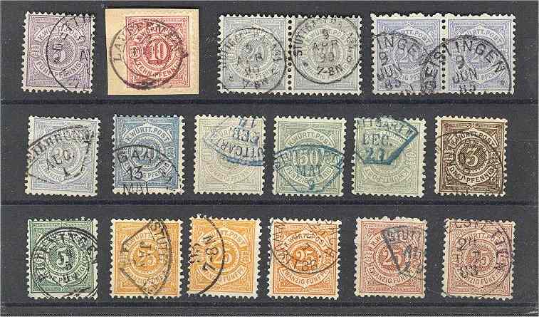 GERMANY, WUERTTEMBERG 1875-1900 NICE GROUP, BETTER CANCELS AND COLORS! - Used