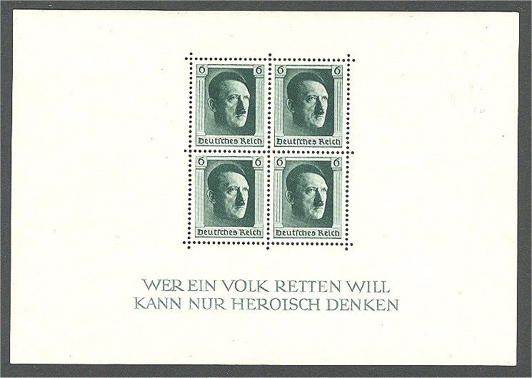 GERMANY HITLER SHEETLET 1937 NEVER HINGED **! - Blocks & Sheetlets