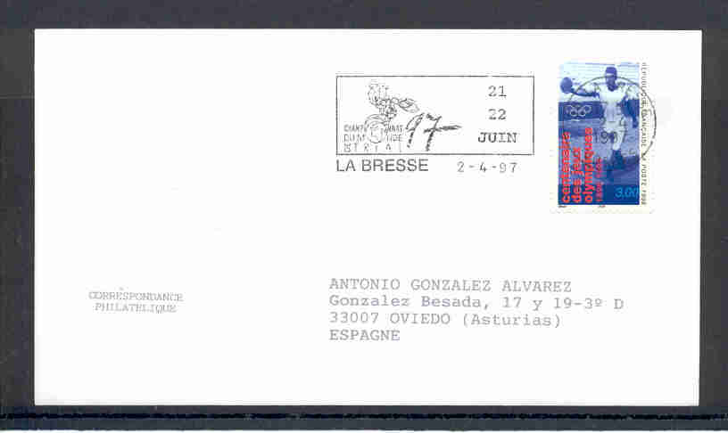 ENVELOPE CANCELLATION 1997 CHAMPIONNAT DU MONDE DE MOTO CROSS LA BRESSE FRANCE - Motorfietsen