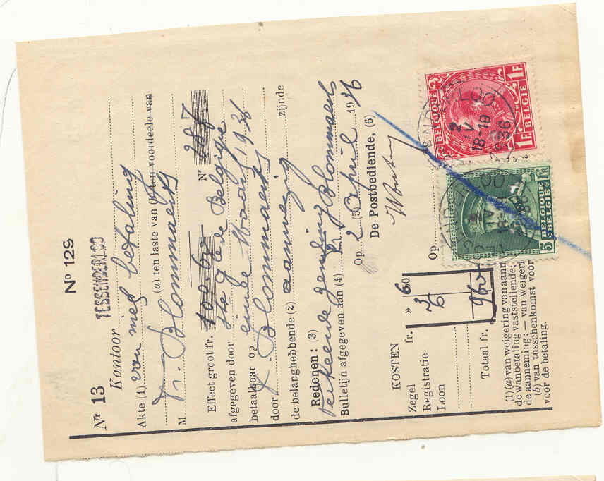 323  OP POSTDOCUMENT STEMPEL TESSENDERLOO - Post Office Leaflets