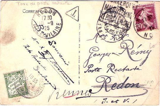 Carte Postal De France 1925 Taxèe - Brieven En Documenten