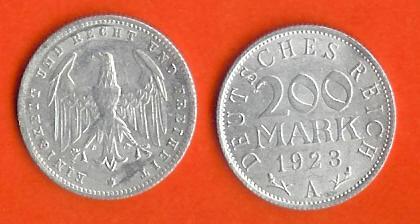 DEUTCHES REICH 1923-A Coin 200 Mark Aluminium C115 - 200 & 500 Mark