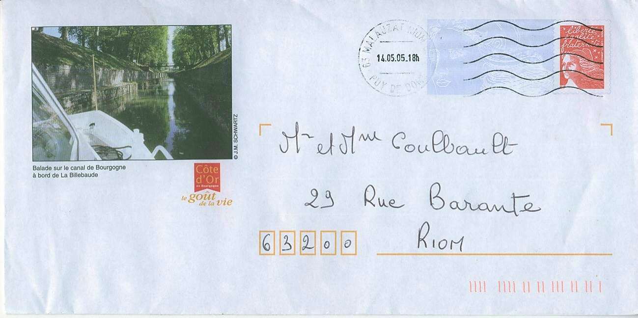 F0609 Canal De Bourgogne Péniche 21PAP - Prêts-à-poster:Stamped On Demand & Semi-official Overprinting (1995-...)
