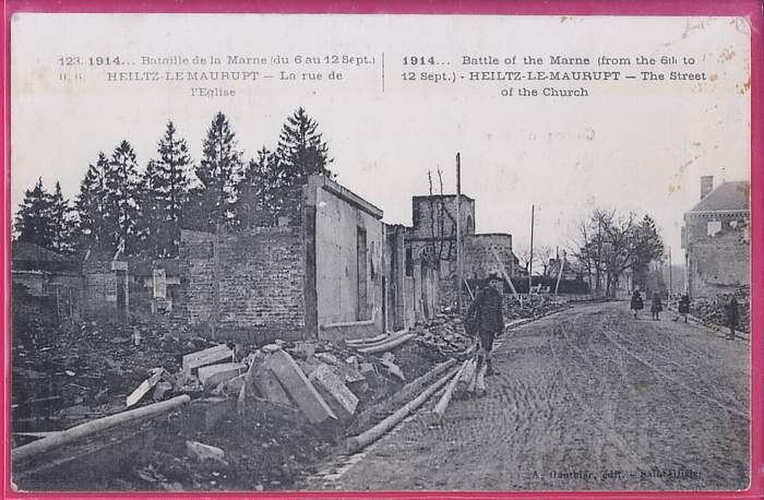 51-033   1914....Bataille De La Marne Du 6 Au 12 Sept. HEILTZ-le-MAURUPT  La Rue De L'Eglise - Other & Unclassified