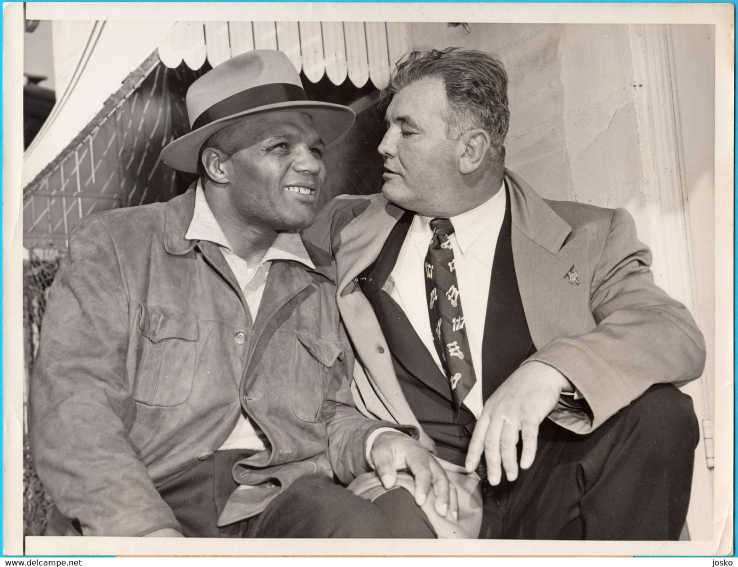 JERSEY JOE WALCOTT & JAMES J. BRADDOCK (1953) Original Boxing LARGE Press Photo * Boxe Boxeo Boxen Pugilato Boksen - Sports