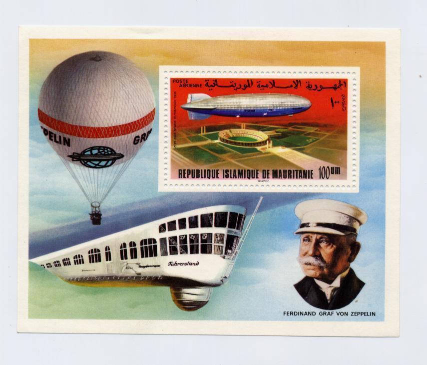 Mauritanie Bloc Neuf N°15 Zeppelin + Effigie Ferdinand Von Zeppelin - Zeppeline