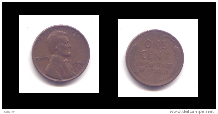 1 CENT 1951 D - 1909-1958: Lincoln, Wheat Ears Reverse