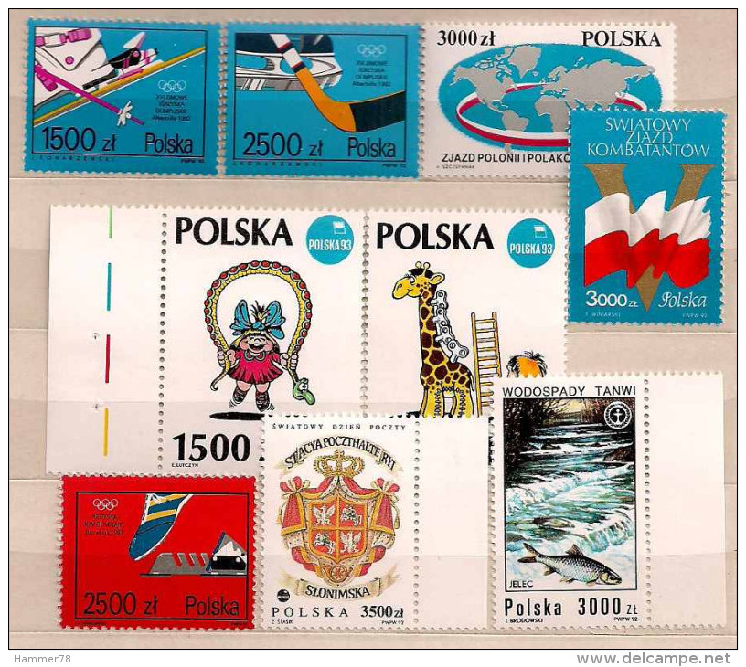 POLAND 1992 MIX WINTER OLYMPIC GAMES ALBERTVILLE & OTHERS MNH - Nuevos