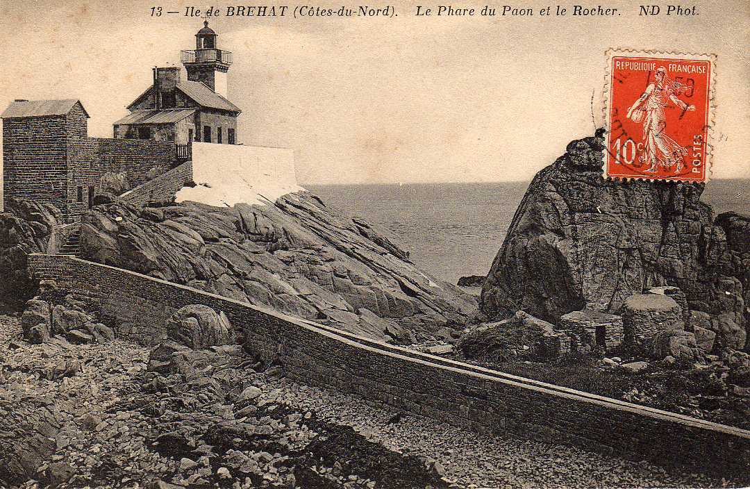 22 ILE BREHAT Phare Du Paon Et Le Rocher, ND 13, 1912 - Ile De Bréhat