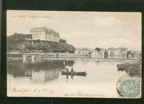 Sable Le Château Et La Sarthe Barque - Sable Sur Sarthe