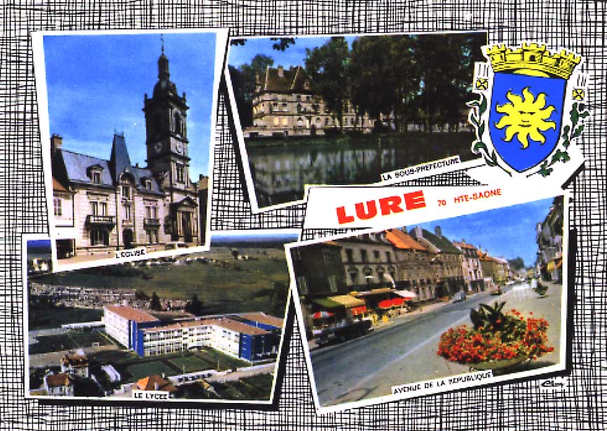 Cpsm Cim - Lure (70, Haute Saône) Multivues : Eglise, Lycée, Av République, Sous-préfecture. 1977. Blason - Lure