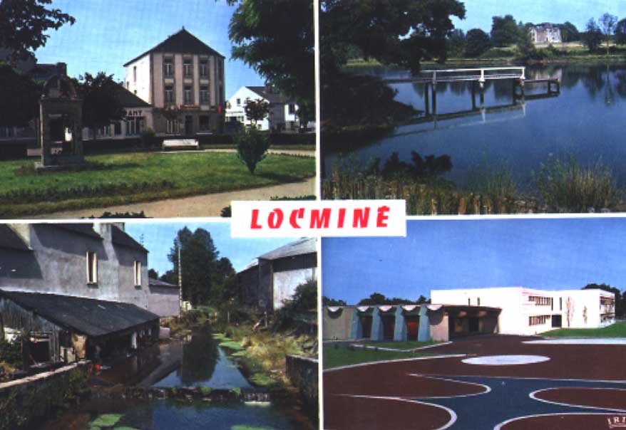 Cpsm Locmine (56, Morbihan) Multivues : Lavoirs, Château, Square, Collège... - Locmine